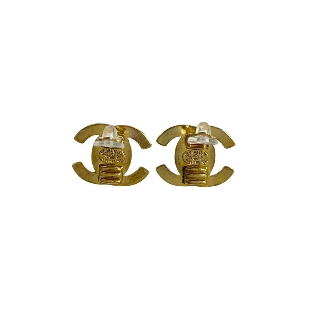 CHANEL Gold Logo Earrings